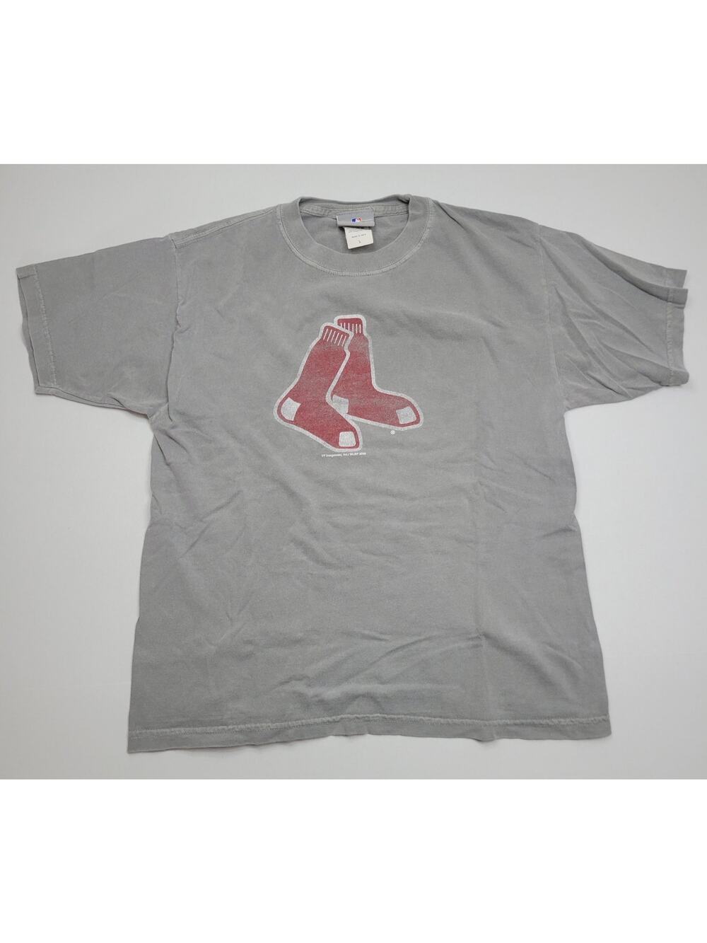 Boston Red Sox Shirt Youth Large Gray MLB Baseball Logo Graphic Short Sleeve